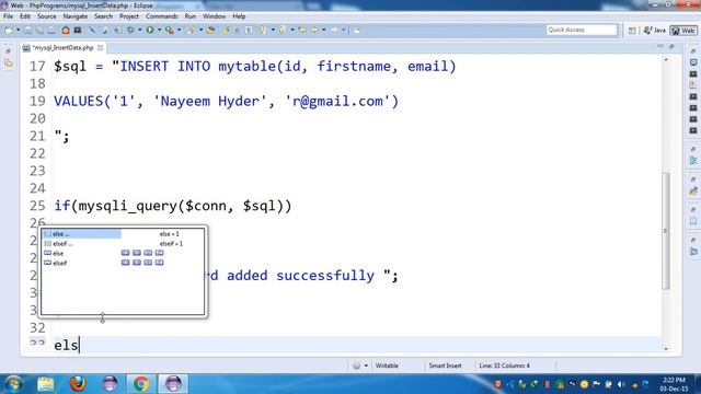 22.PHP Programming | Php And Mysql - Insert data into table смотреть онлайн