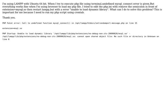 Undefined Mysql_connect In Terminal
