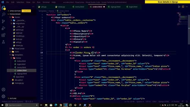 ? Displaying The Orders In Django For Pizza Shop| #15 | Ecommerce Website Series In Django Python смотреть онлайн