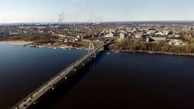 Череповец, Октябрьский мост с высоты птичьего полёта) смотреть онлайн