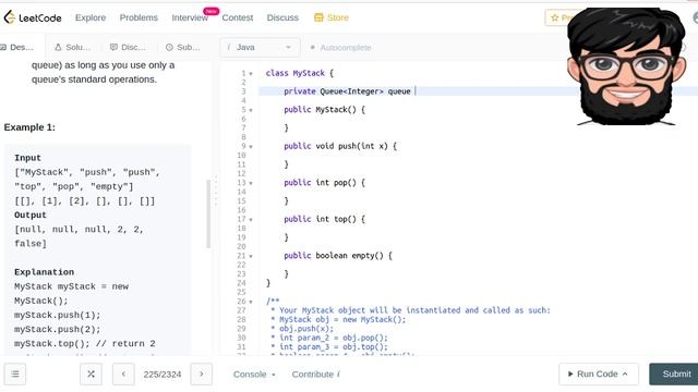 Leetcode Question 225 "Implement Stack using Queues" in Java смотреть онлайн