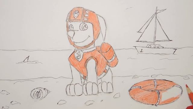 Щенячий патруль, рисуем Зуму. Paw patrol, drawn Zuma. смотреть онлайн