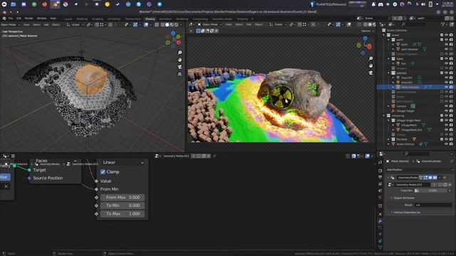 geometry nodes proximity mesh deformation and material manipulation demo смотреть онлайн