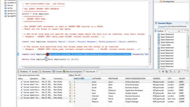 INSERT INTO TABLE SQL QUERY DEMO смотреть онлайн