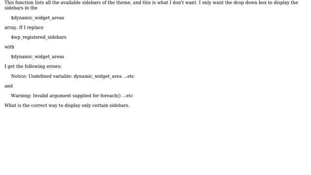 Wordpress: Get specific sidebars $wp_registered_sidebars смотреть онлайн