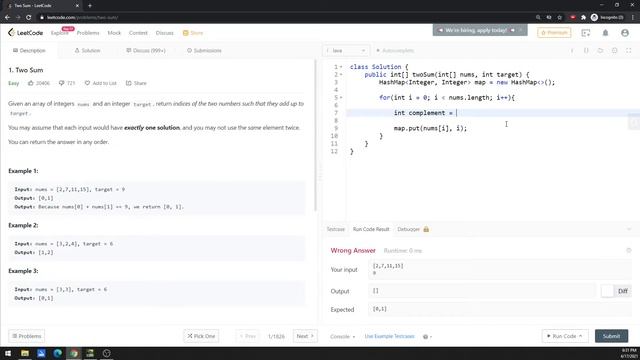 LeetCode: 1 | Two Sum | HashMap | JAVA смотреть онлайн