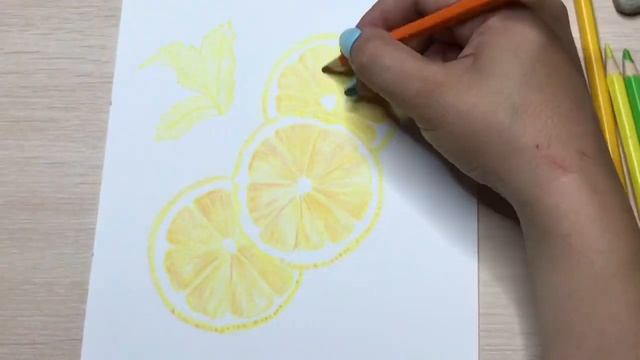 Лимон ? цветными карандашами- превью смотреть онлайн