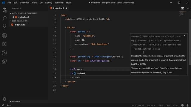 Sending JSON with AJAX/XMLHttpRequest - JavaScript Tutorial смотреть онлайн