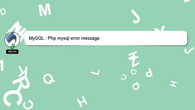 MySQL : Php mysql error message смотреть онлайн