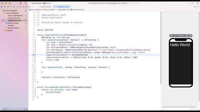 SwiftUI : Syntax Highlighter Using TextKit API | SwiftUI 2.0 | NSAttributedText | Text Storage
