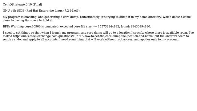 Unix & Linux: How To Change Core Dump Location Without Sudo?