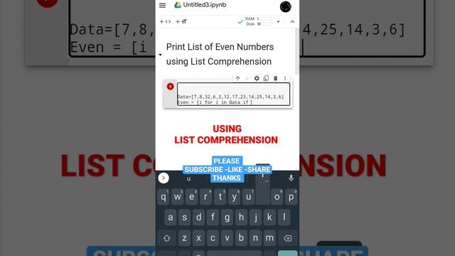 python 3 || using list Comprehension || print list of Even Numbers смотреть онлайн