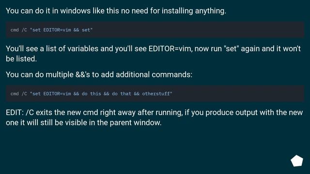 Setting and using variable within same command line in Windows cmd.exe смотреть онлайн