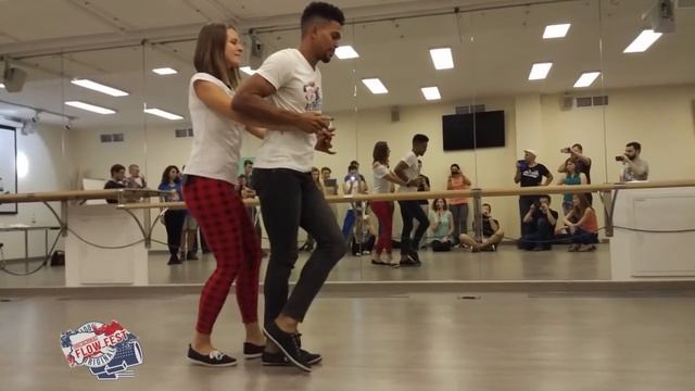 Junior Aquino & Maria BailaMar - Bachata Bonao workshop - Dominican Flow Fest 2016 смотреть онлайн