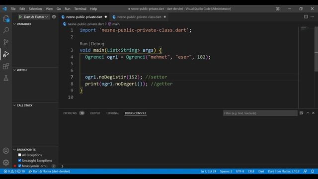 Dart Flutter Dersleri Getter Setter Fonksiyonlar 037 смотреть онлайн