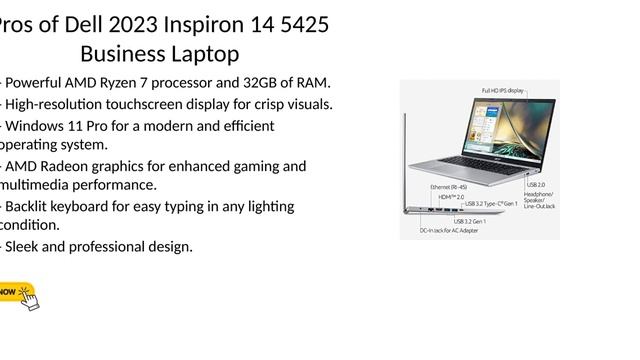 Dell 2023 Inspiron 14 5425 Business Laptop AMD Ryzen 7 5825U 14inch 1610 FHD 1920 x 1200 Touchscree смотреть онлайн