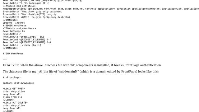 Wordpress: WordPress sections in htaccess kills FrontPage permissions смотреть онлайн