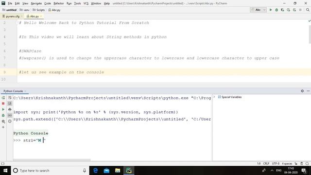 #8 Python Tutorials From Scratch | String Methods | Swapcase() смотреть онлайн