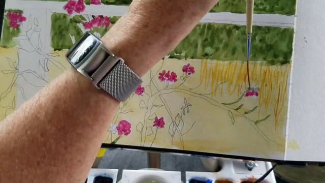 Wildflowers Through The Fence Watercolor Demo- time lapse смотреть онлайн