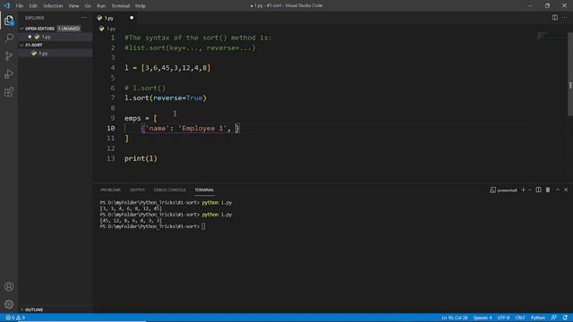 Python. List sorting method. SORT - #1 (Python Tricks) смотреть онлайн