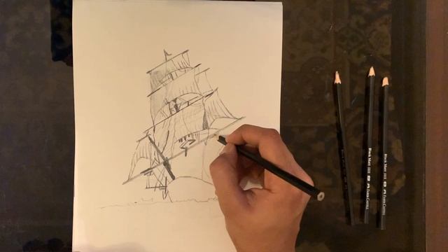 How to draw a Sailboat Vintage Ship step by step / Pencil Sketch drawing смотреть онлайн