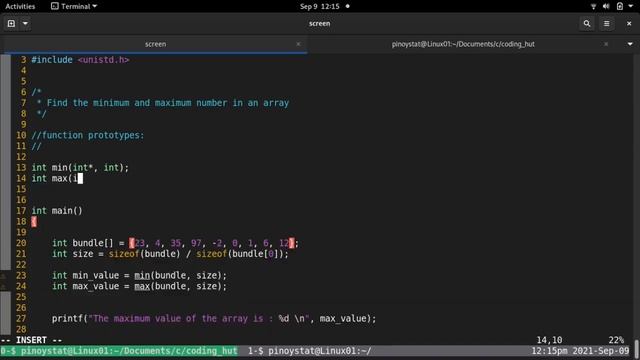 C Programming: Find the min and max value in an array using pointers смотреть онлайн