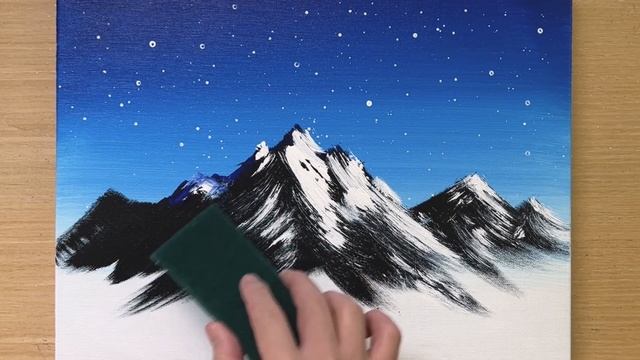 Рисуем снежные горы акриловой краской - простая техника смотреть онлайн