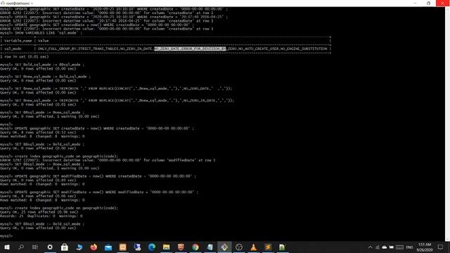 ERROR 1292 (22007): Incorrect datetime value حل مشكلة على mysql من خلال تعديل SQL_MODE смотреть онлайн