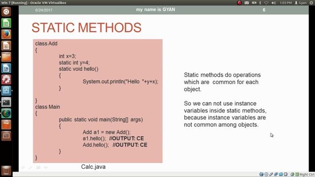 Static Methods | Class Level Methods | Java смотреть онлайн