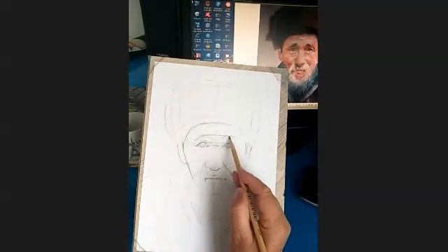 ЮКУ им. М. Ауэзова. 1 Портрет пожилого мужчины. Подготовительный рисунок смотреть онлайн