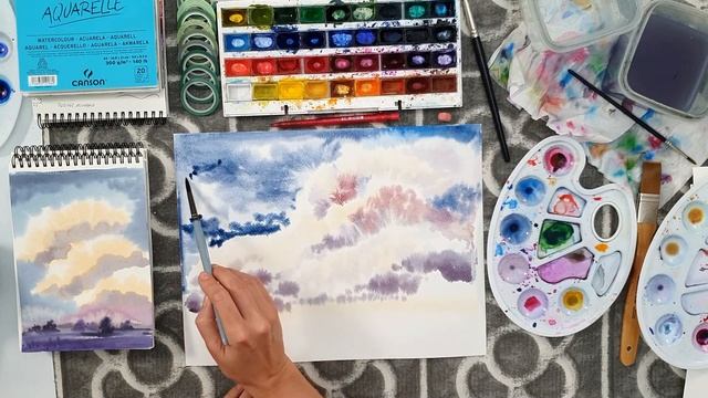 УРОК ИЗ МАРАФОНА / РИСУЕМ ПЕЙЗАЖ АКВАРЕЛЬЮ И РАЗГОВАРИВАЕМ смотреть онлайн