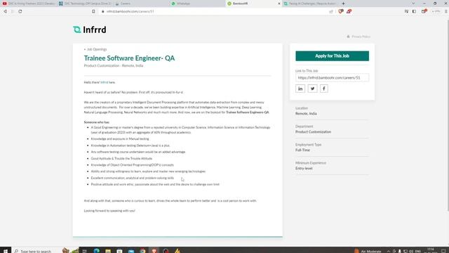 Trainee Software Engineer Java | Trainee Software Engineer QA | Job Update For 2023 Batch смотреть онлайн
