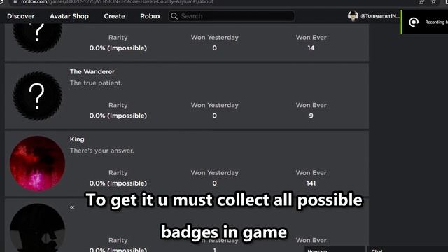 The RAREST Badge IN Roblox Stone Haven County Asylum [REUPLOAD] смотреть онлайн