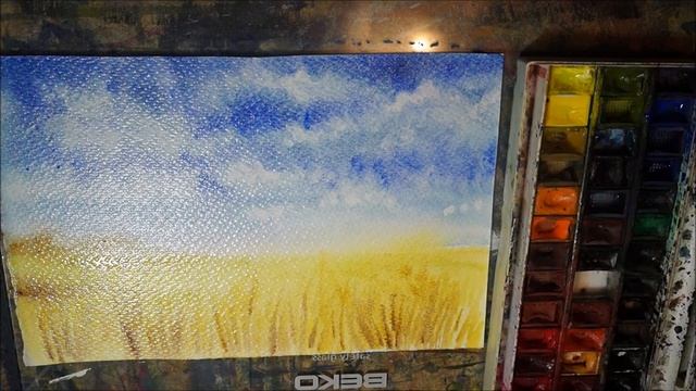 Рисуем акварелью пшеничное поле смотреть онлайн