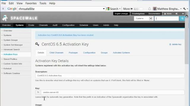 Create Activation Key 2.1 Spacewalk Server смотреть онлайн