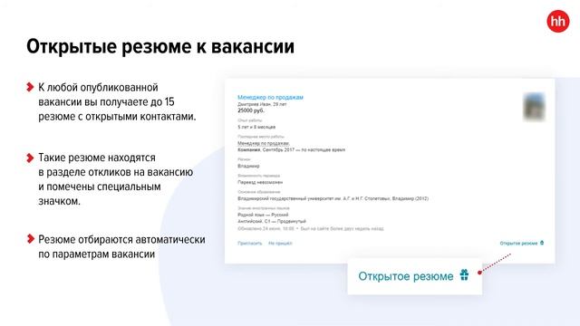 Доступ к базе резюме hh.ru: открытие контактов смотреть онлайн