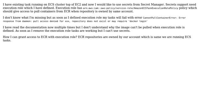 ECS task can't pull container after defining execution role смотреть онлайн