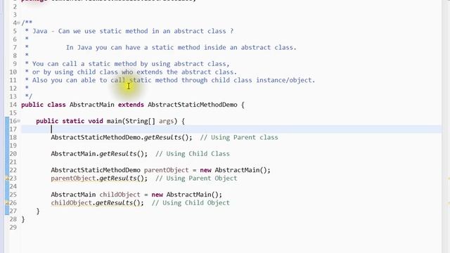 IN JAVA CAN WE USE STATIC METHOD IN AN ABSTRACT CLASS смотреть онлайн