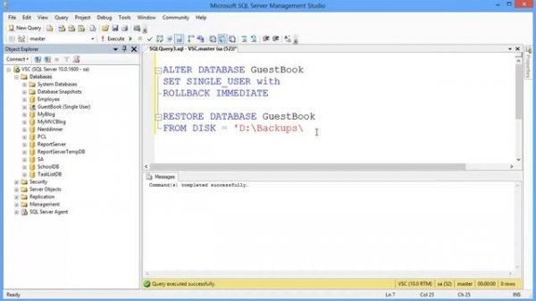 How to Restore SQL Server Database using SQL Script