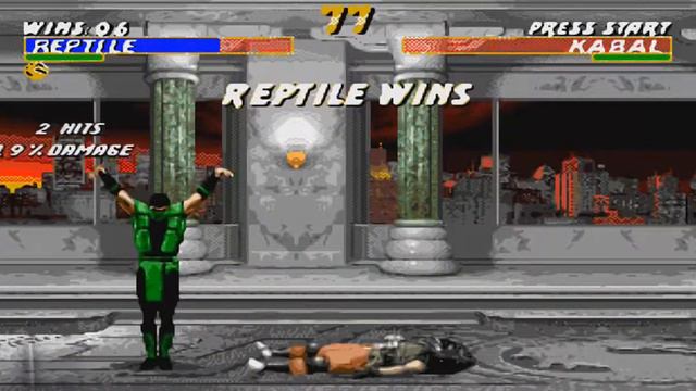 REPTILE Gameplay UMK3 Sega Genesis (Very Hard) смотреть онлайн