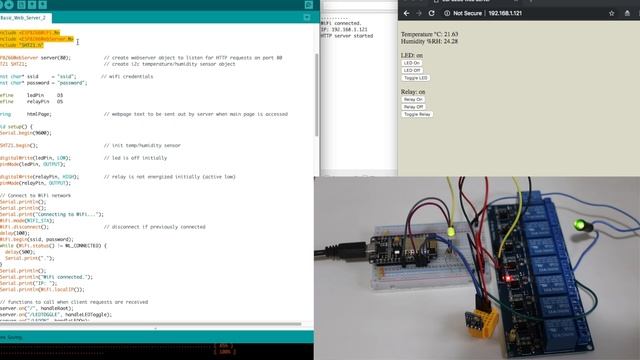 ESP8266 Web Server - Control a Relay, LED, Read Temperature & Humidity смотреть онлайн