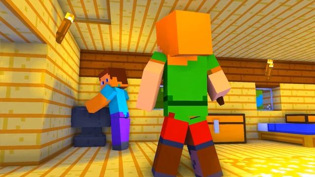 Creeper? Aw Man. (Steve and alex life Minecraft Animation) смотреть онлайн