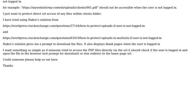 Wordpress: How to Protect a private folder inside uploads folder, if User is not Logged In? смотреть онлайн