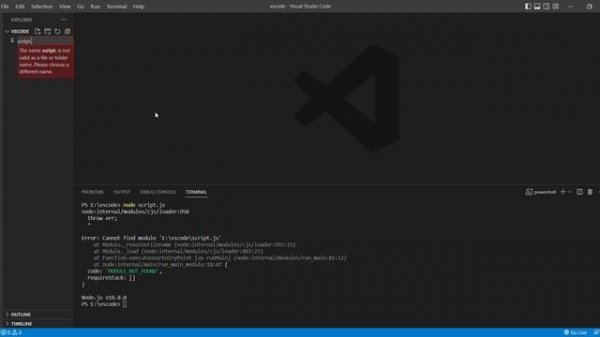 'MODULE_NOT_FOUND' in node js