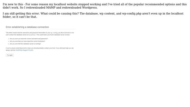 Wordpress: Error establishing a database connection in localhost Wordpress site смотреть онлайн