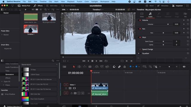 Как удалить звук в Davinci resolve смотреть онлайн