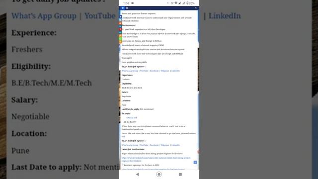 Today job update Vidushi Infotech hiring Python Developer for freshers www.livejobsinfo.com смотреть онлайн