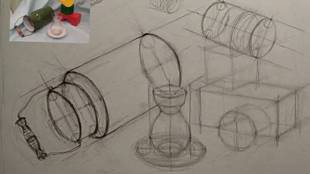 Линейно-конструктивный рисунок. Натюрморт смотреть онлайн