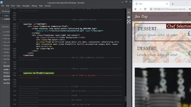 boot strap 4 restaurant video AND map html & css смотреть онлайн