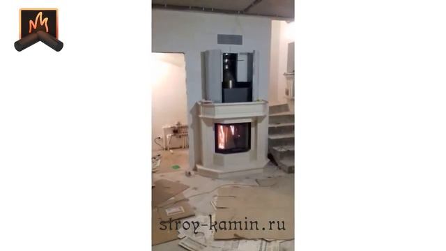 Дровяная топка АСТОВ ПП 6957 в мраморном классическом камине - монтаж в городе Ярославль